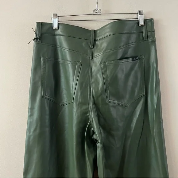 Joe’s jeans Faux leather wide leg high waist ankle jeans pants 31 Hunter Green - Picture 5 of 12